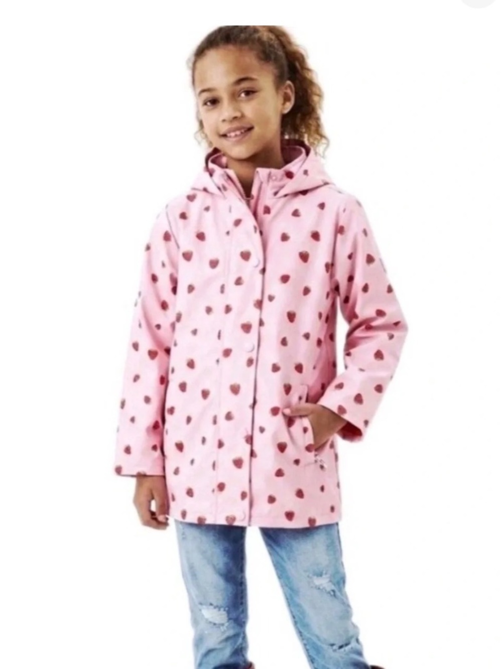 New HUNTER strawberry print girl raincoat 6 X